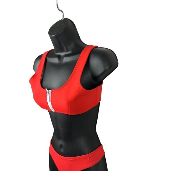 HOKA Bikini thong back top is small bottoms are med. Red - Picture 2 of 6